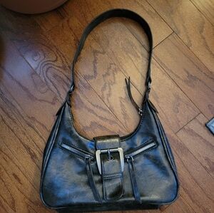 Y2K Dark Brown Faux Leather Buckle Shoulder Bag Purse